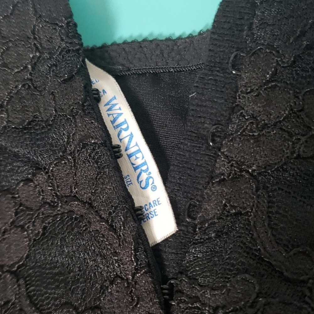 Vtg Warner's Corset Top Black Lace Panties Sz Med - Picture 4 of 9